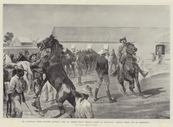 La crisi del Transvaal, il corpo di polizia britannica sudafricana del colonnello Plumer a Bulawayo, preparandosi per un